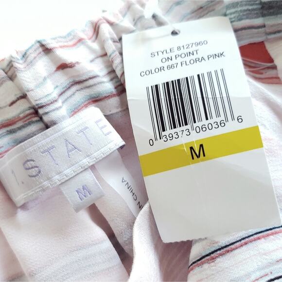 1.STATE On Point halter off the shoulder striped shift dress Size Medium NEW - Picture 3 of 6